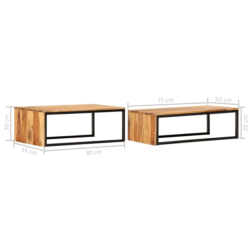 2 pcs Square Wood Nesting Tables W457