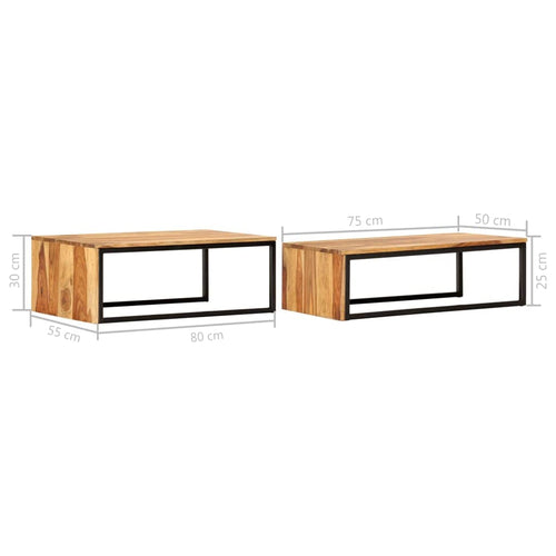 2 pcs Square Wood Nesting Tables W457