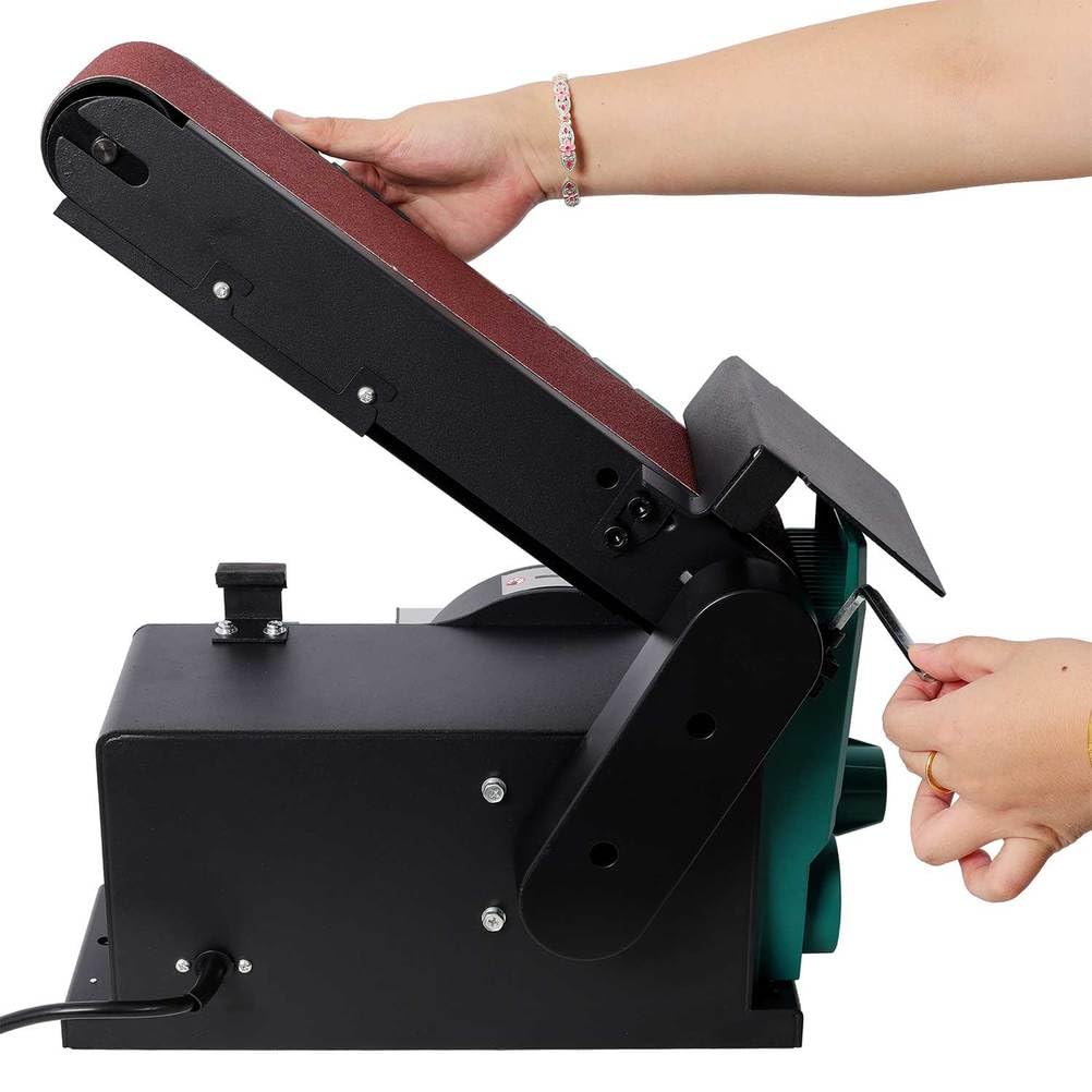 Benchtop Belt and Disc Sander, 4x36 Belt & 6" Disc, 0–90° Adjustable Table, Cast Iron Base, 120V Heavy Duty Sanding Machine H803