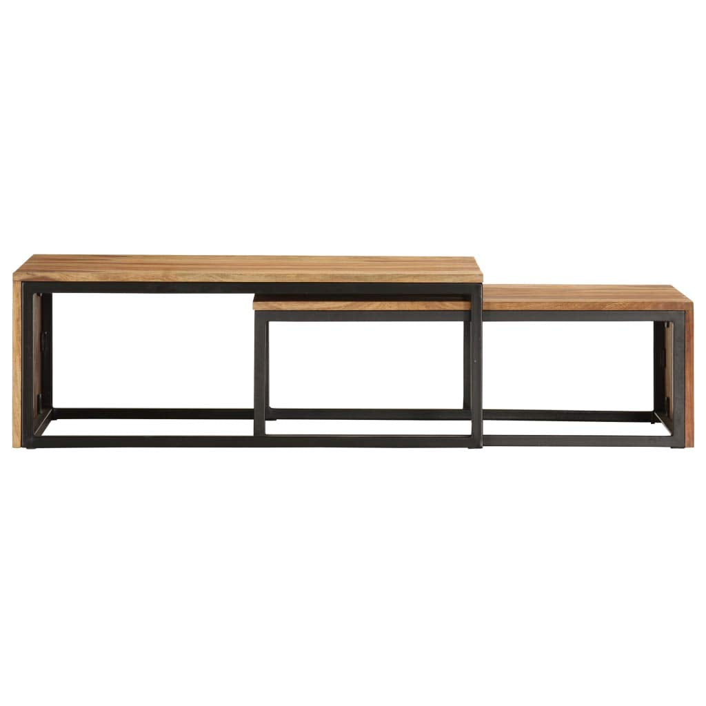 2 pcs Square Wood Nesting Tables W457