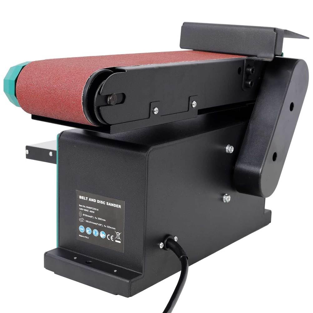 Benchtop Belt and Disc Sander, 4x36 Belt & 6" Disc, 0–90° Adjustable Table, Cast Iron Base, 120V Heavy Duty Sanding Machine H803
