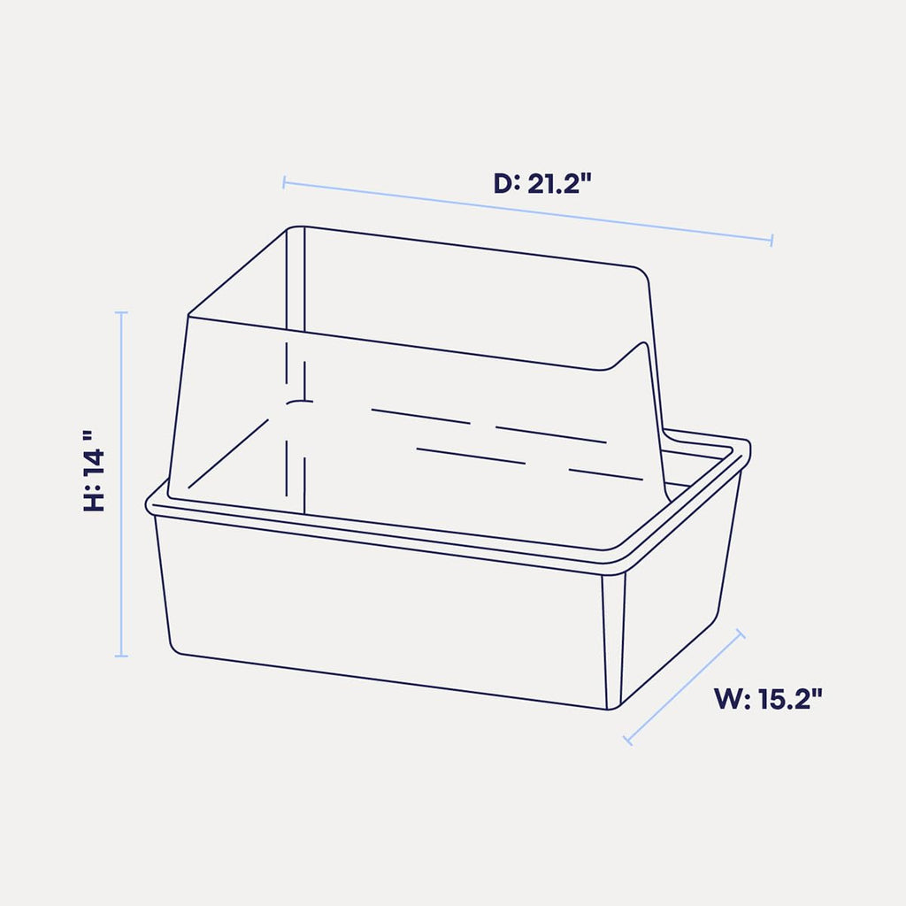 High Sided Cat Litter Box Open Top Anti-Stick Plastic White/Gray H1018