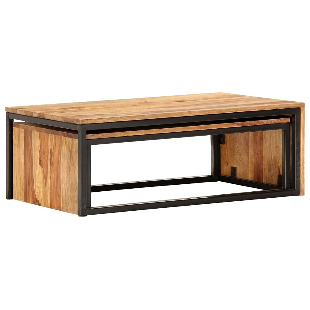 2 pcs Square Wood Nesting Tables W457