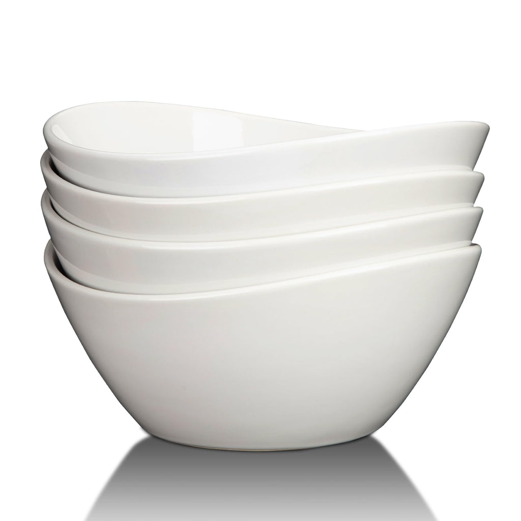 8 in White Ceramic Soup and Salad Bowls Set of 4 C5273