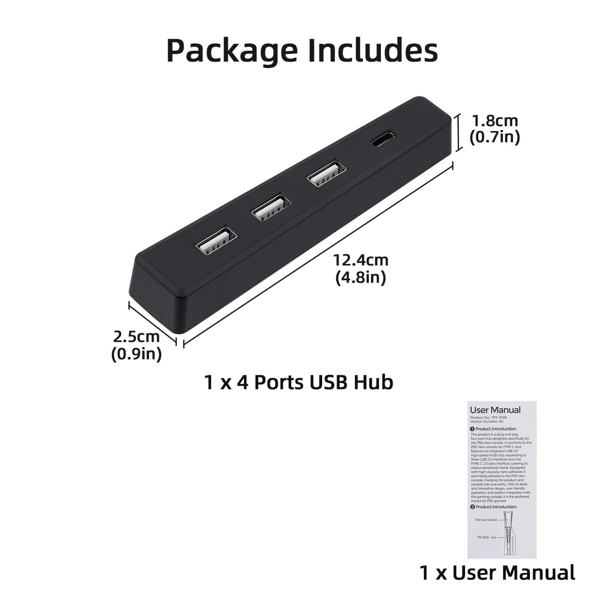 Black 4 Ports USB 2.0 Hub Q709534