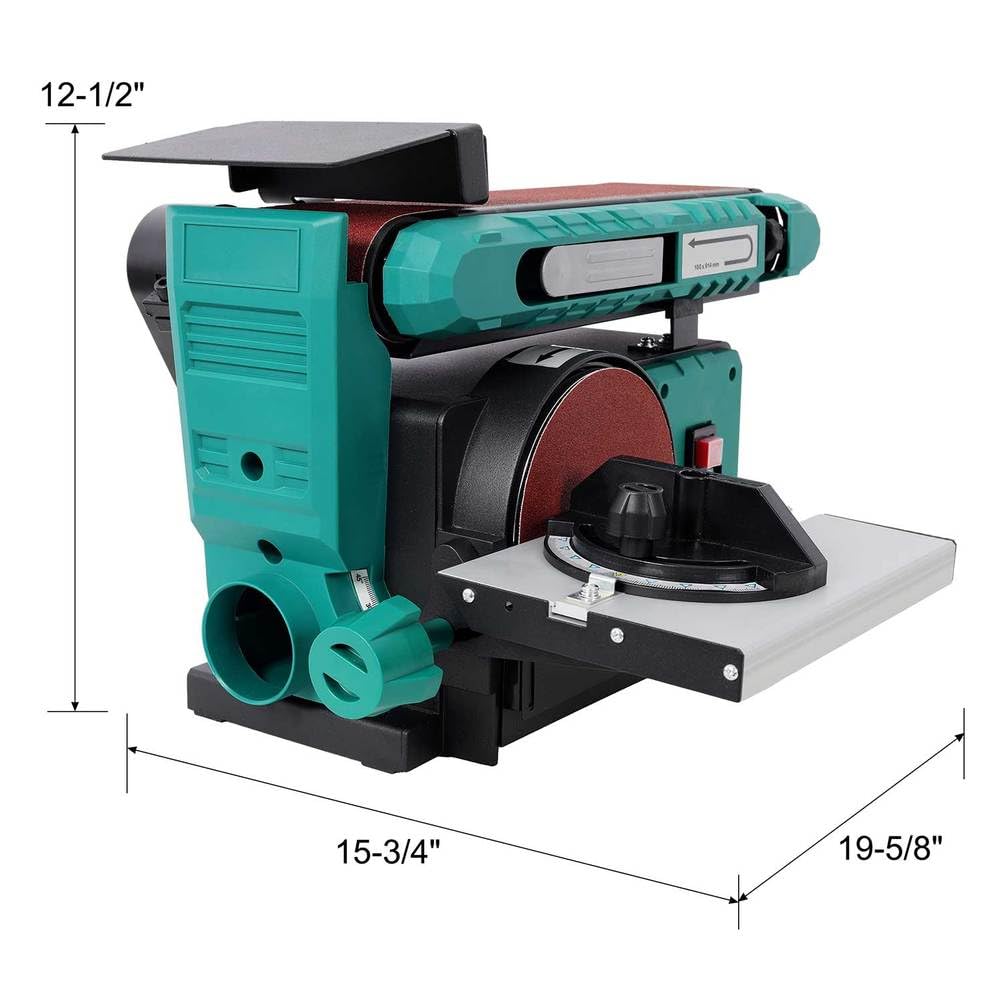 Benchtop Belt and Disc Sander, 4x36 Belt & 6" Disc, 0–90° Adjustable Table, Cast Iron Base, 120V Heavy Duty Sanding Machine H803