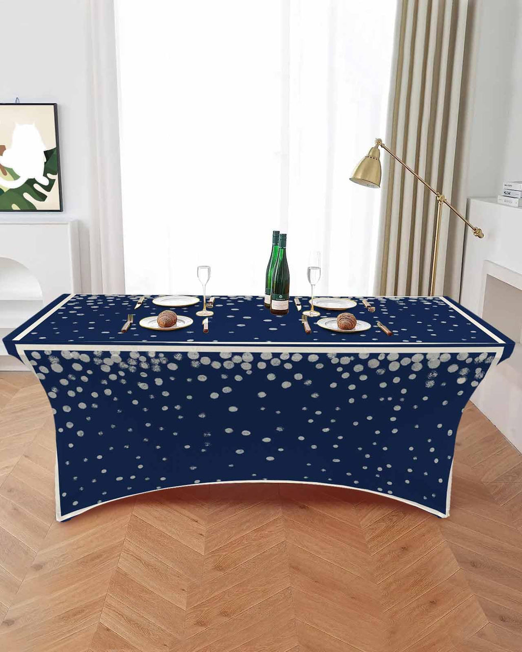 Silver Speckle Spandex Table Cloth for 6FT V4480
