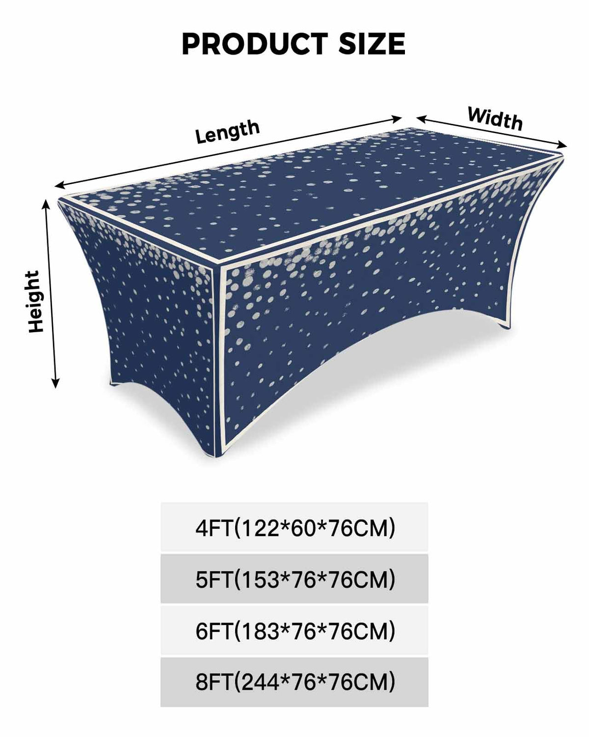 Silver Speckle Spandex Table Cloth for 6FT V4480