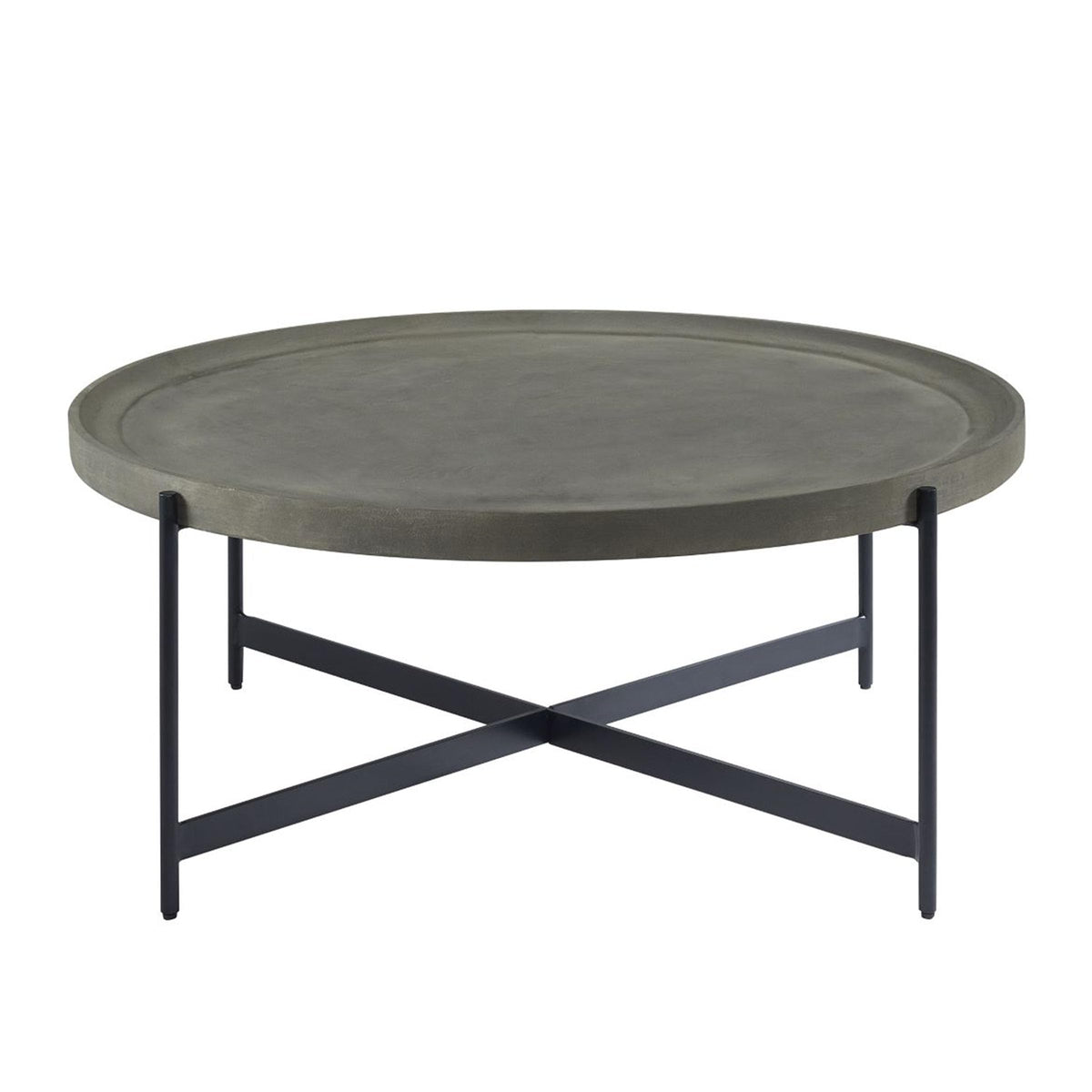 42-Inch Round Concrete-Coated Wood Coffee Table with Tray Top Q664254