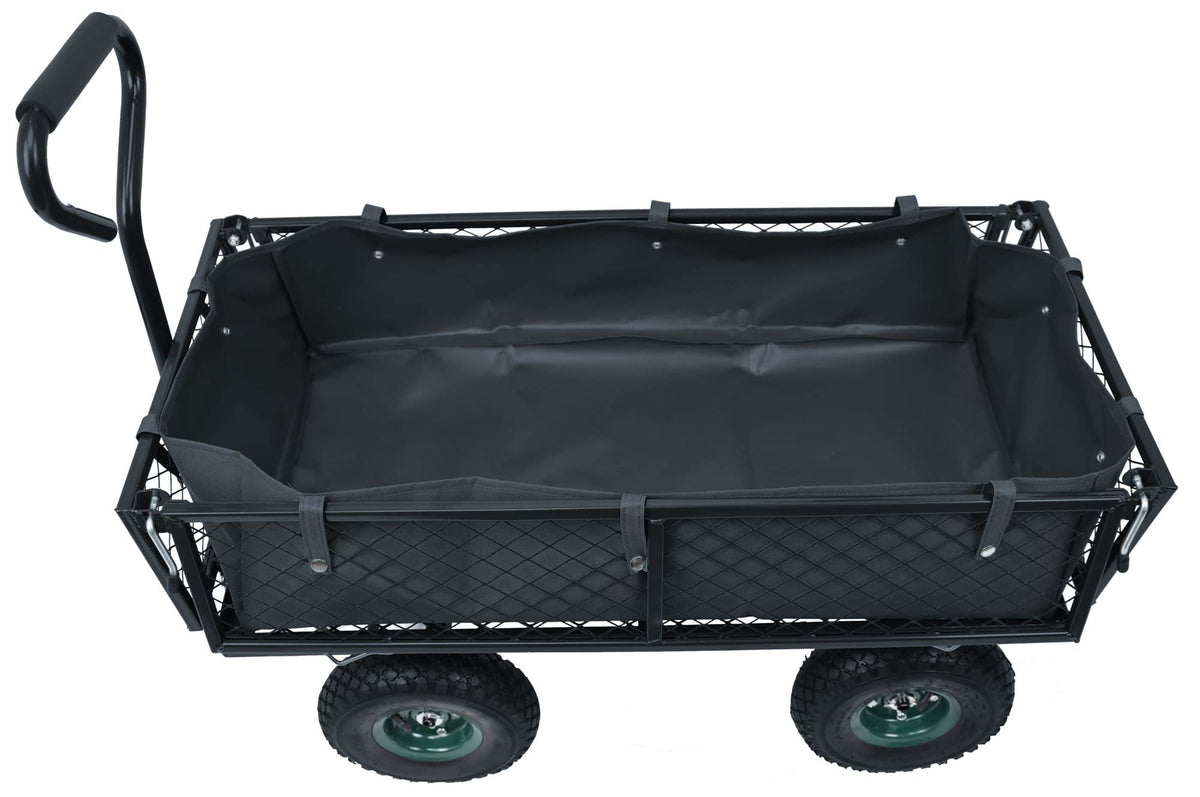 Heavy Duty Garden Cart, 400 Lb Capacity, Mesh Steel Folding Utility Wagon, Black H332