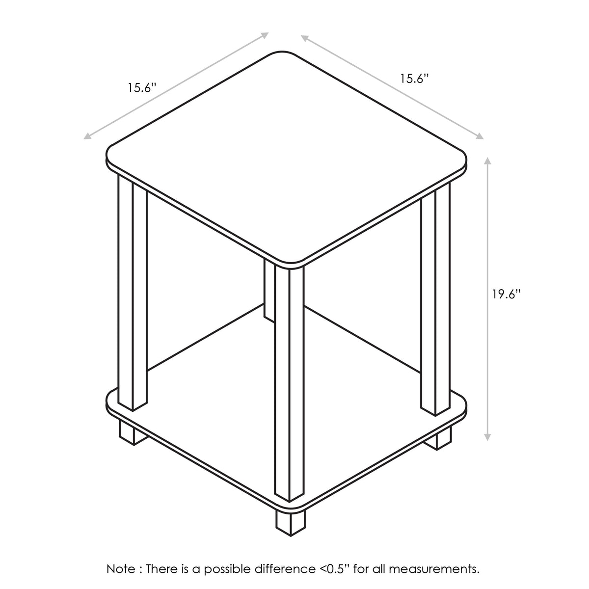 Set of 2 2-Tier Square Dark Walnut Bedside Table M691