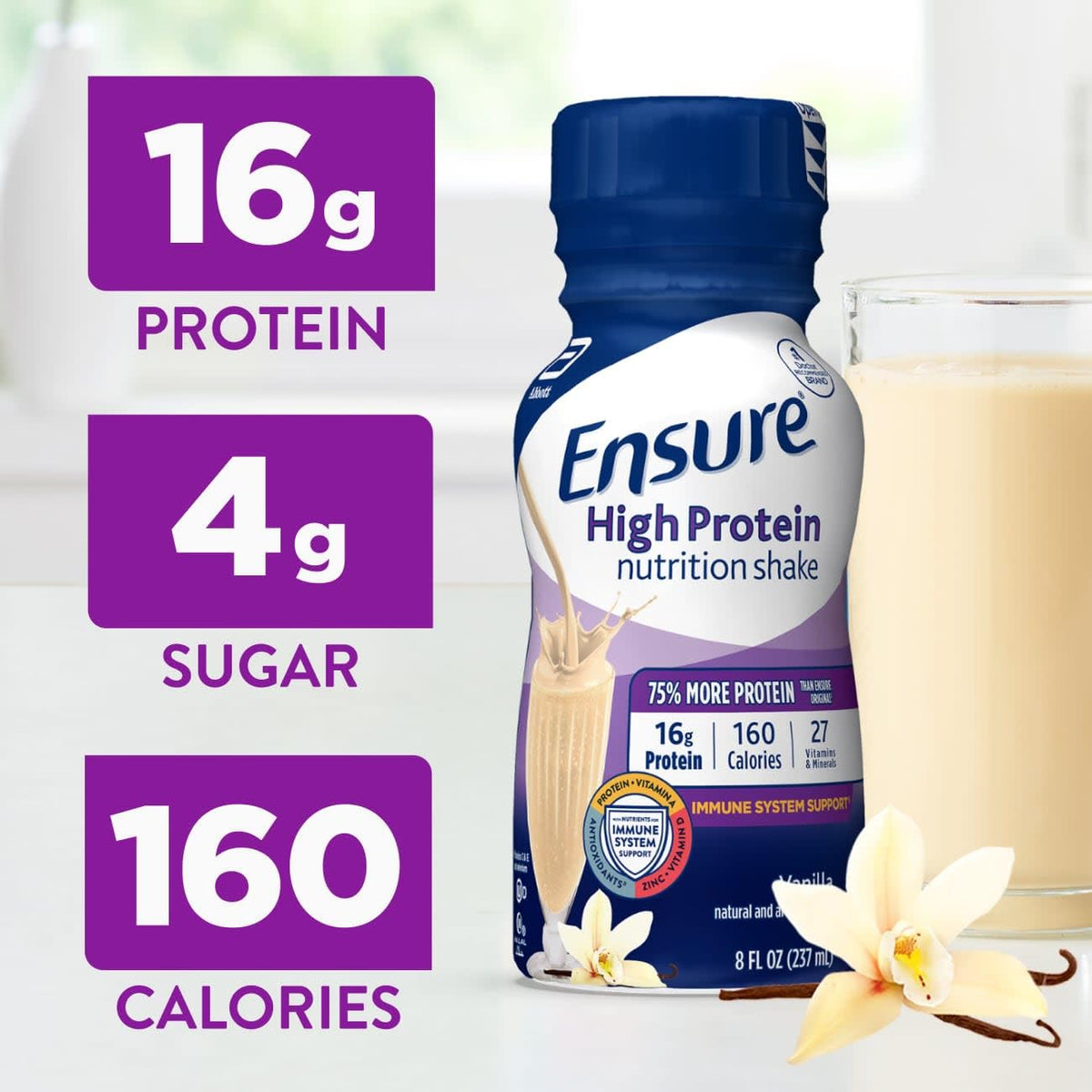 Vanilla Nutrition Shake with Fiber, 16g Protein, 8 fl oz, 24 Pack N499