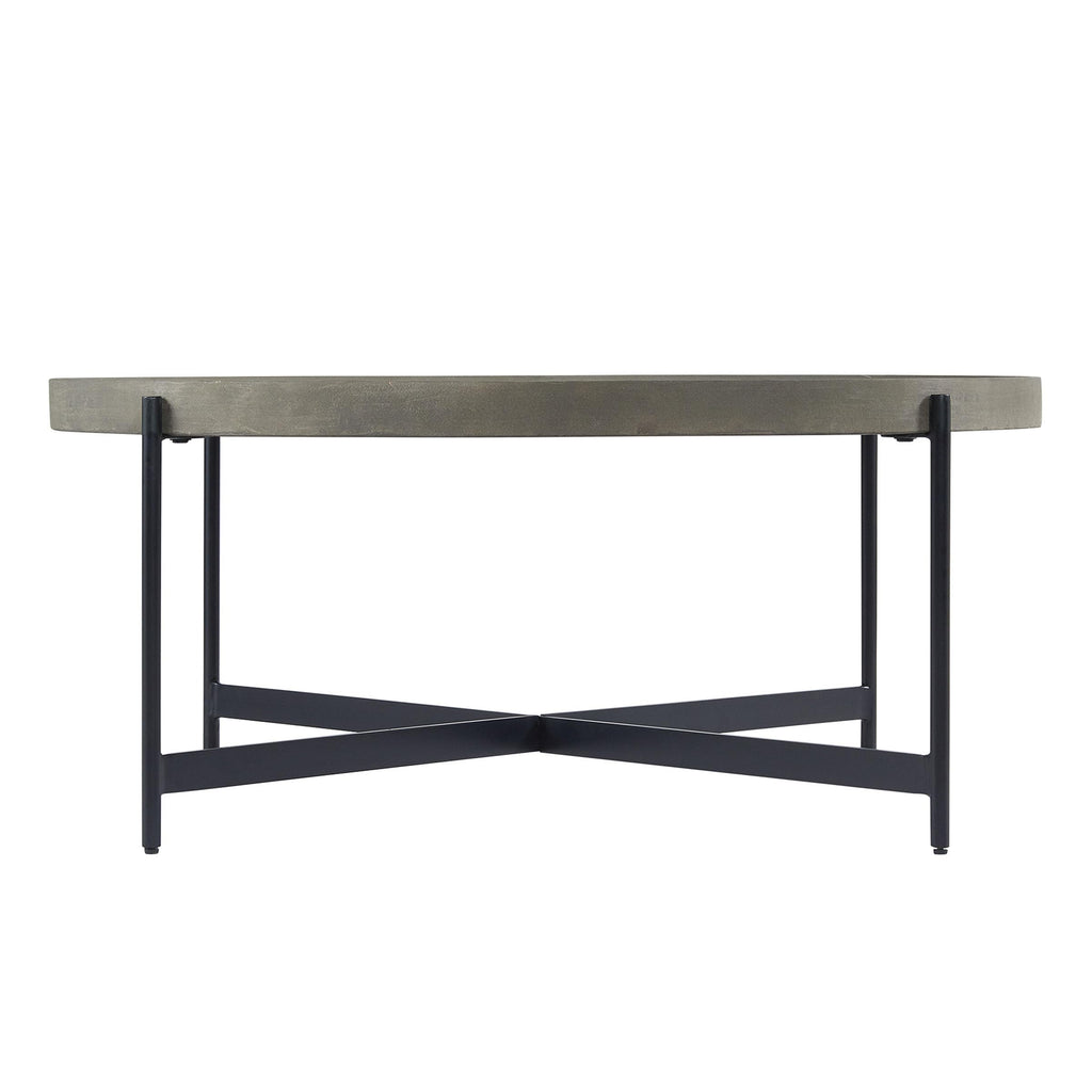 42-Inch Round Concrete-Coated Wood Coffee Table with Tray Top Q664254