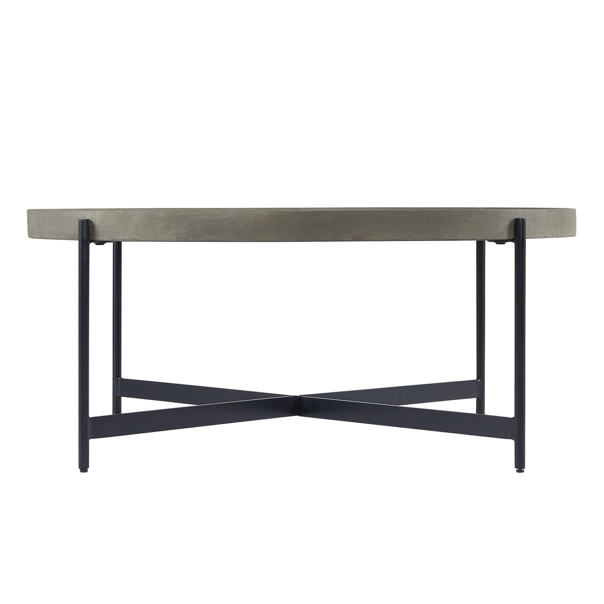 42-Inch Round Concrete-Coated Wood Coffee Table with Tray Top Q664254