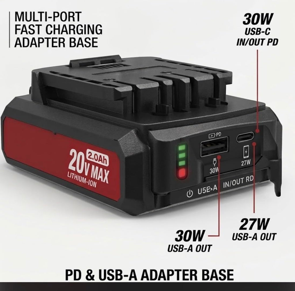 20V Max 2.0Ah Lithium-Ion Battery Pack with Dual USB Ports Y661320