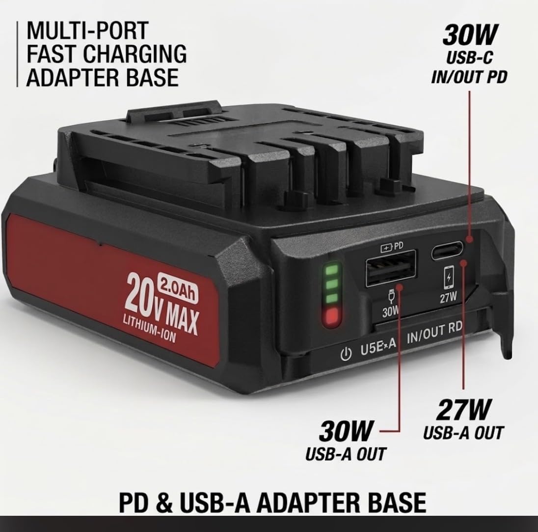 20V Max 2.0Ah Lithium-Ion Battery Pack with Dual USB Ports Y661320