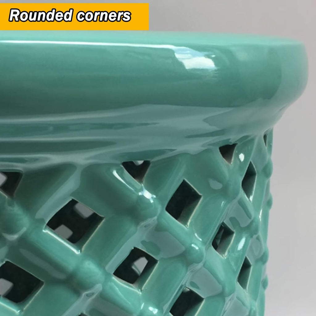 Ceramic Teal Decorative Garden Stool A709675