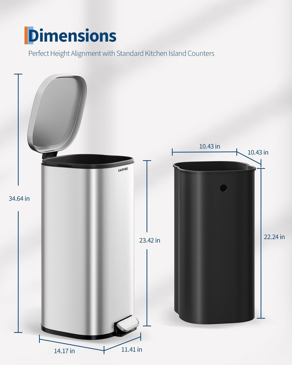 8 Gal Stainless Steel Kitchen Trash Can I83544