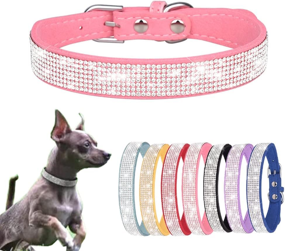 Small Dog Collar with Rhinestone Crystal (XXS, Pink) Y6066