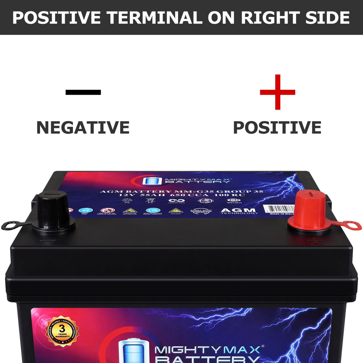 12V 55Ah AGM Replacement Battery O848