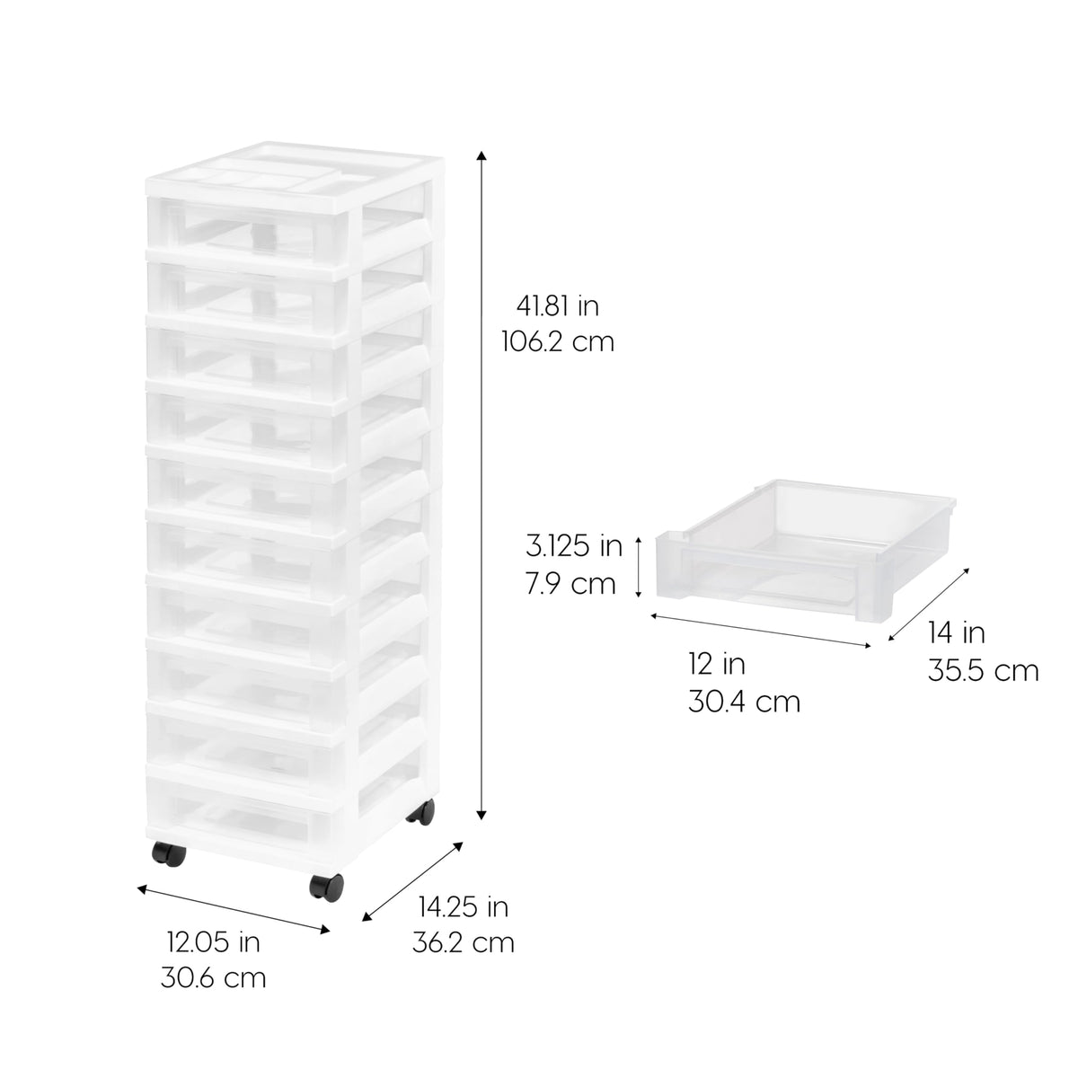 10 Drawer Rolling Storage Cart B698516