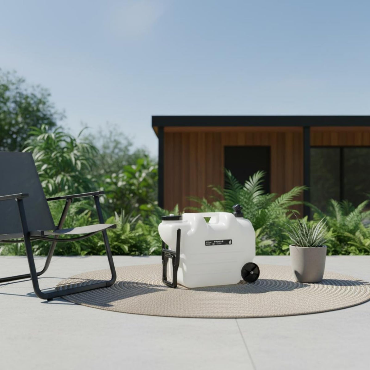 Portable Water Container with Faucet, Wheels, Black I1090