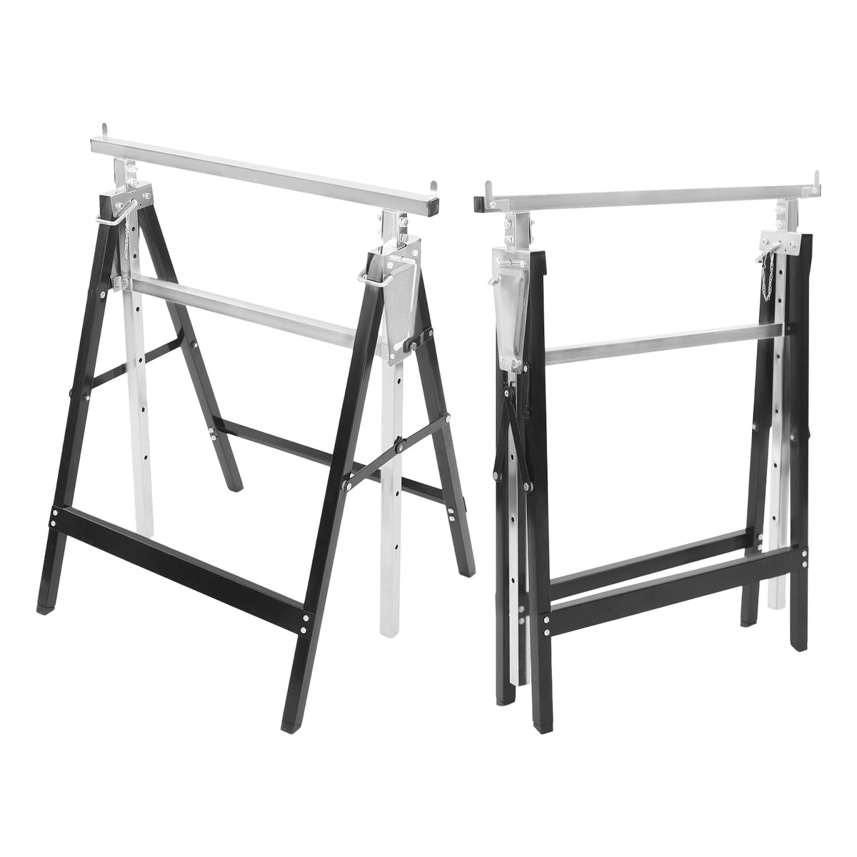 2-Pack Folding Saw Horses Height Adjustable Steel Construction E1857