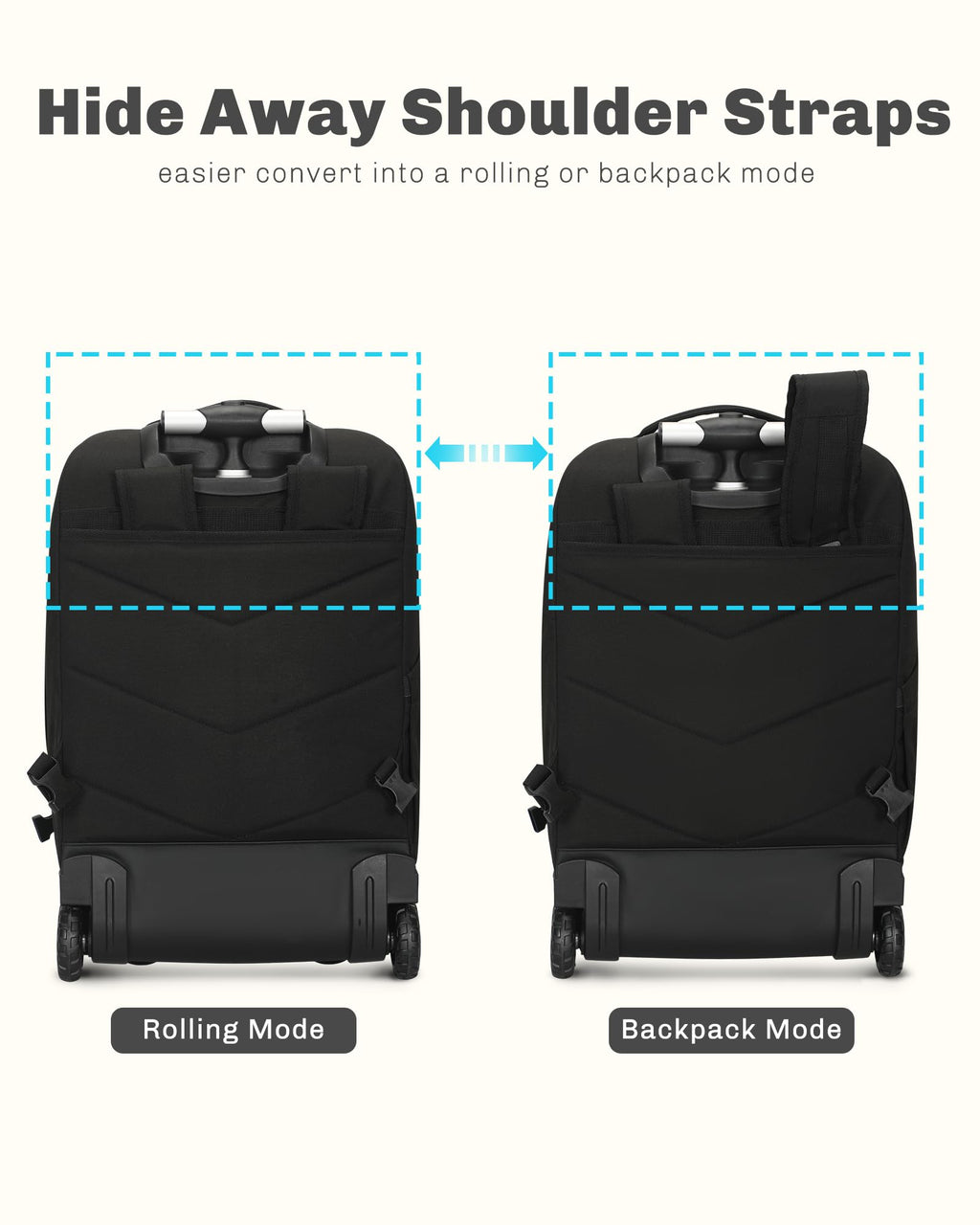 Rolling Backpack with Wheels 43L with Waist Pack Y3858