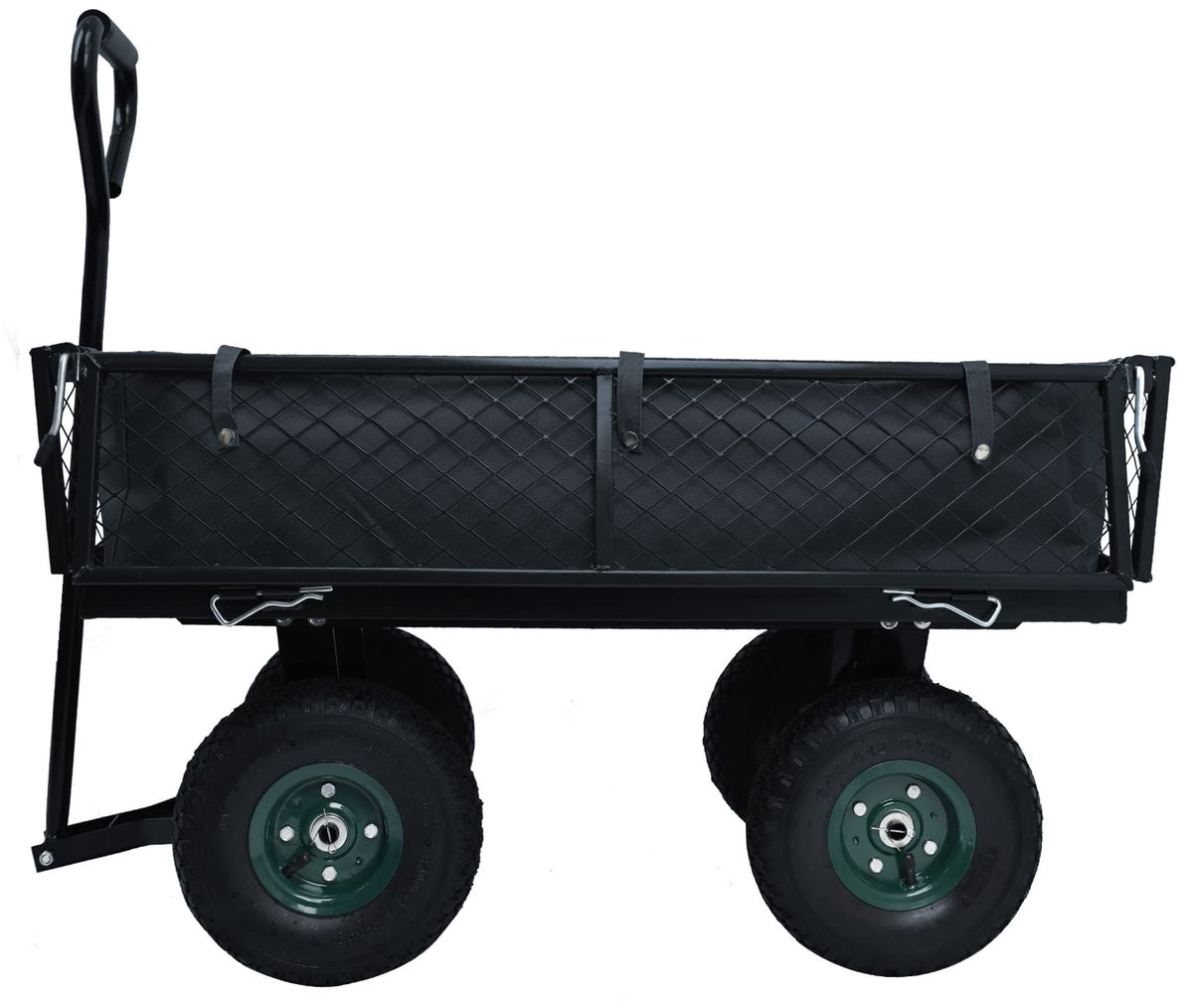 Heavy Duty Garden Cart, 400 Lb Capacity, Mesh Steel Folding Utility Wagon, Black H332