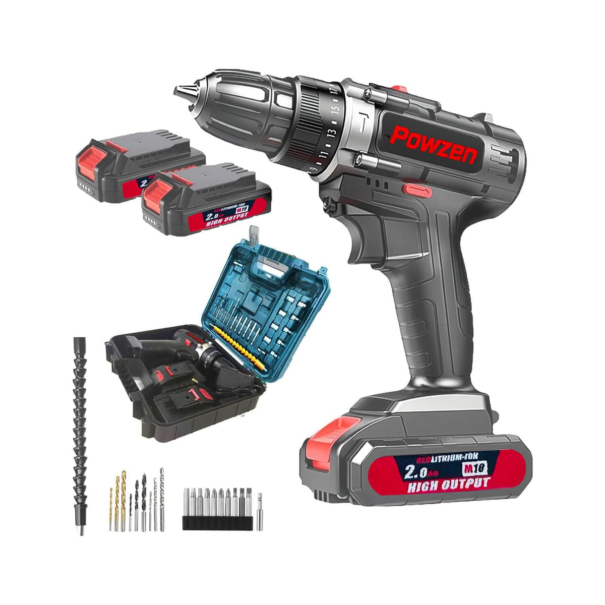 21V Brushless Cordless Power Drill with 2 Battery and Charger T682534