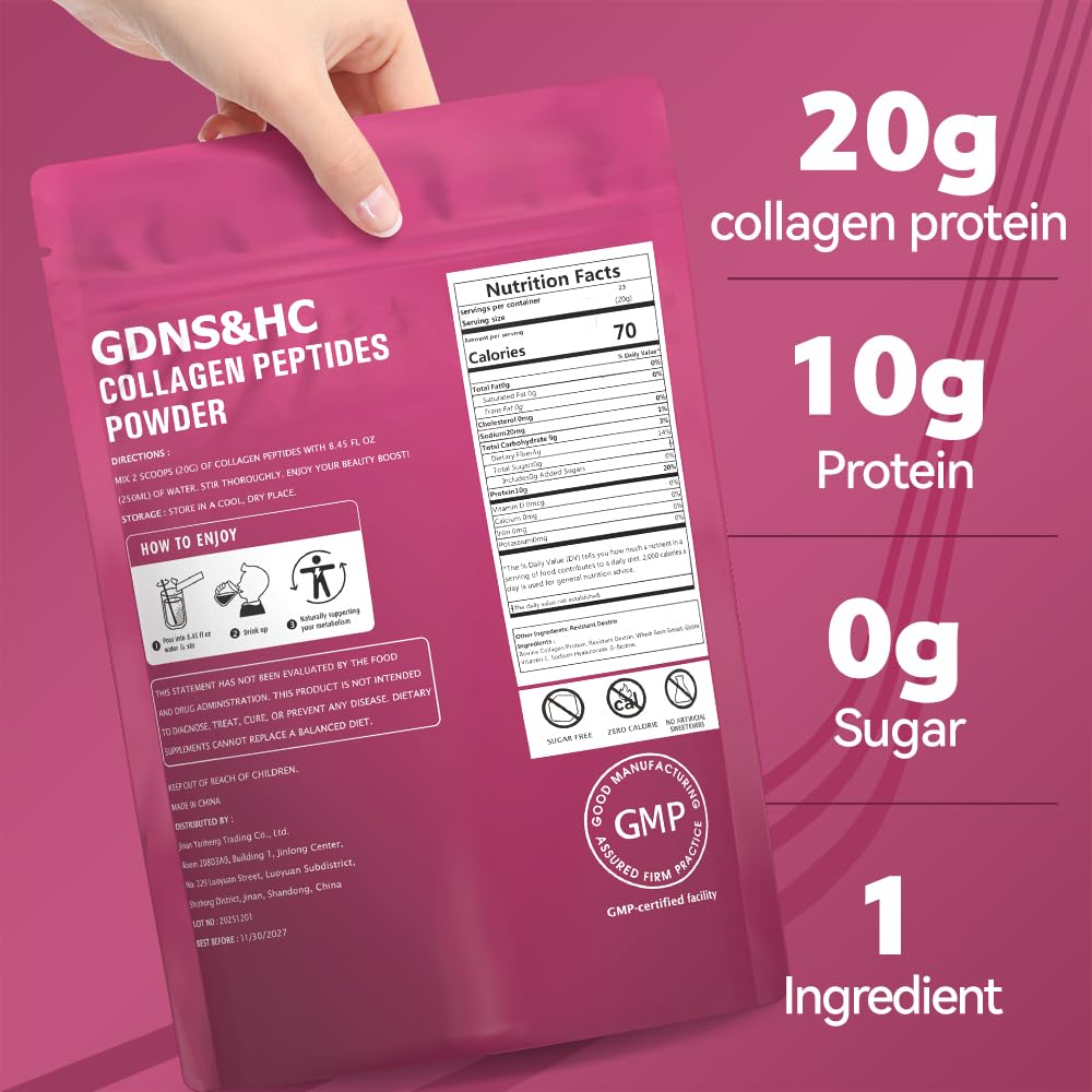 Unflavored Hydrolyzed Collagen Peptides Powder 16 oz B88459