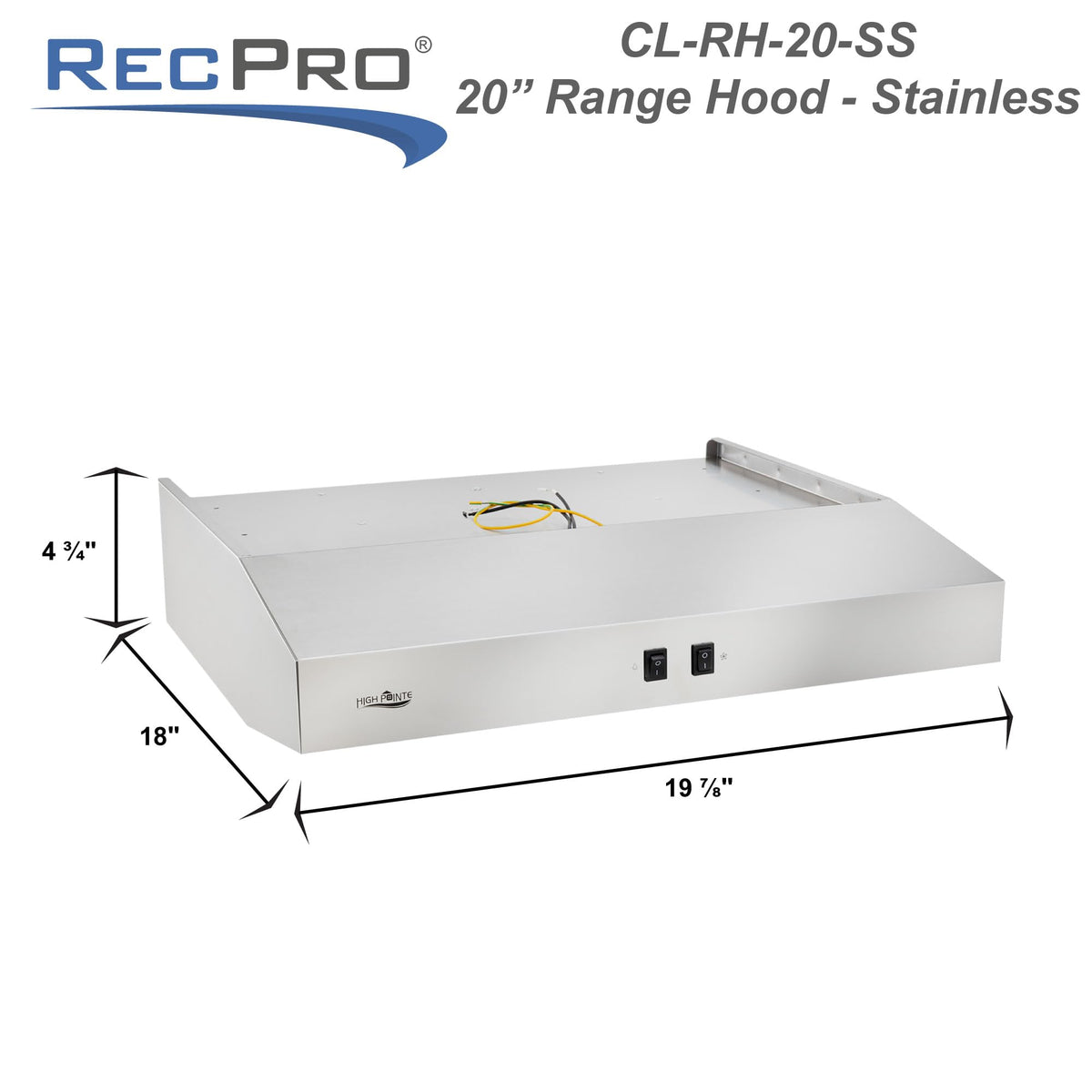 12V RV Range Hood 20" Stainless Steel R839438