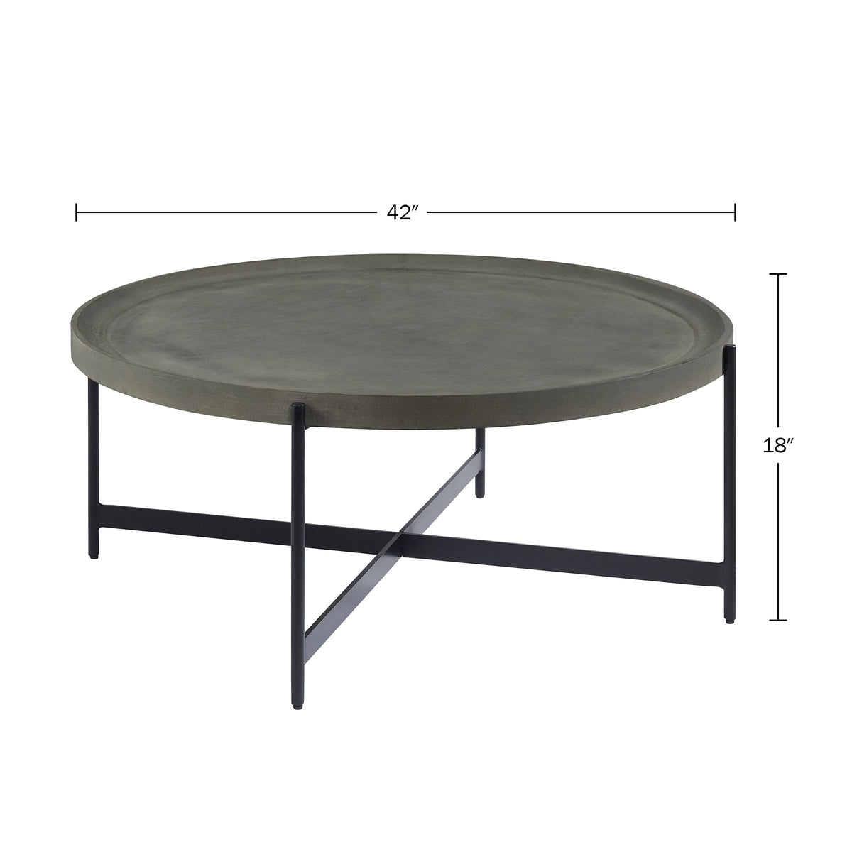 42-Inch Round Concrete-Coated Wood Coffee Table with Tray Top Q664254