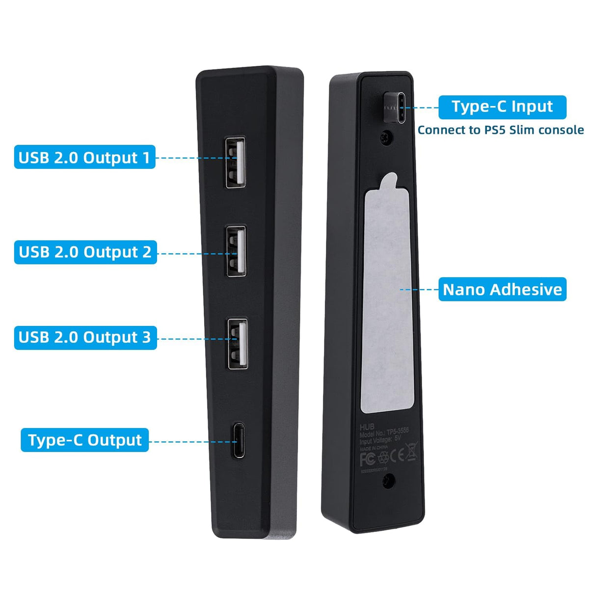 Black 4 Ports USB 2.0 Hub Q709534