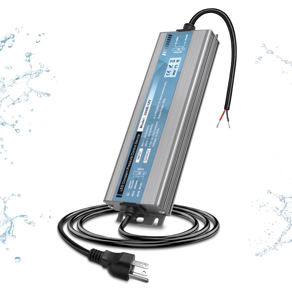 200W IP67 Waterproof LED Power Supply 85V-265V AC to 12V DC Converter D364