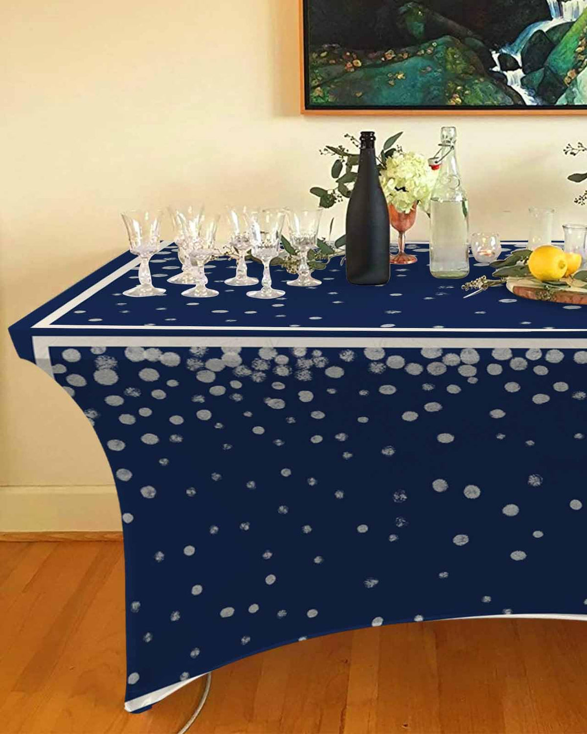 Silver Speckle Spandex Table Cloth for 6FT V4480