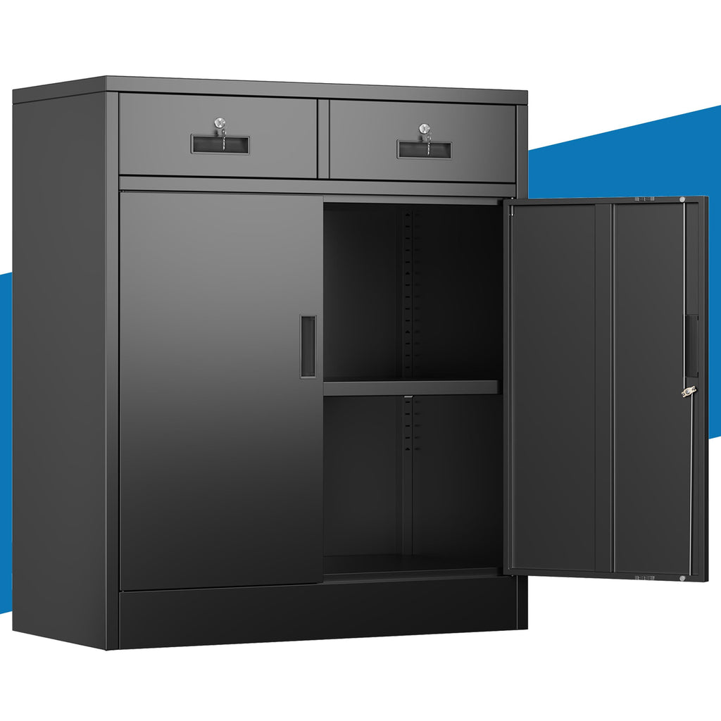 Metal Storage Cabinet with 2 Drawers & Shelves B5808