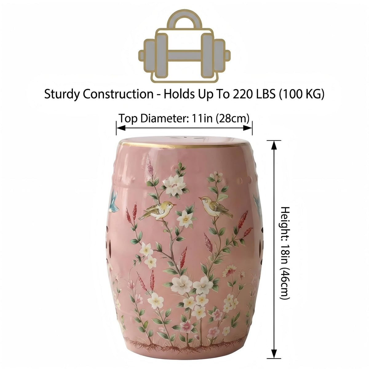 Hand-Painted Ceramic Garden Stool Y585
