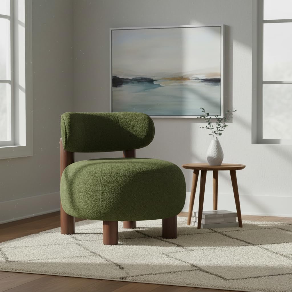 Green Boucle Accent Chair Set of 2 P634