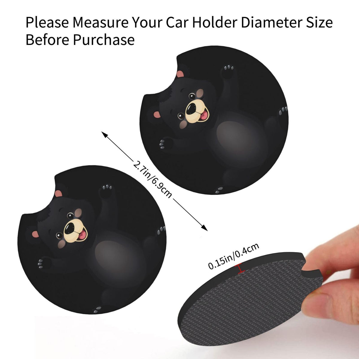 Black Bear Car Coaster Set of 2 O798421