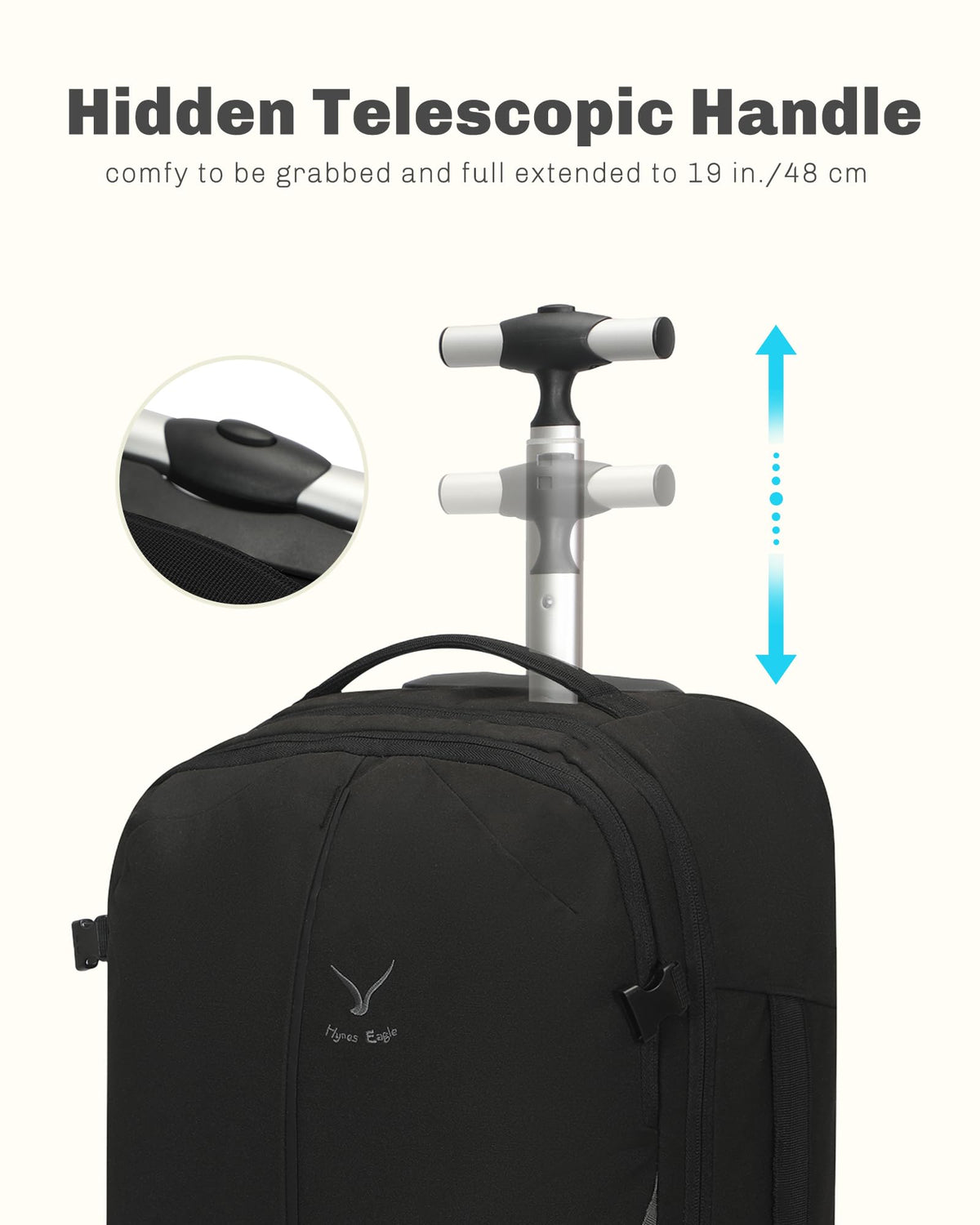 Rolling Backpack with Wheels 43L with Waist Pack Y3858
