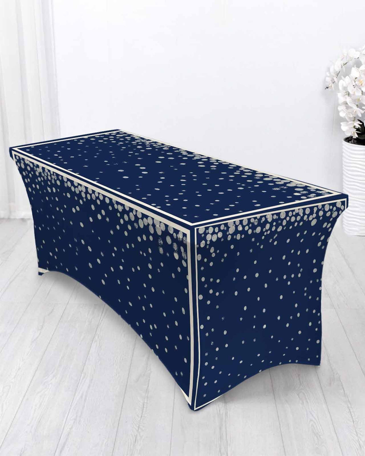 Silver Speckle Spandex Table Cloth for 6FT V4480