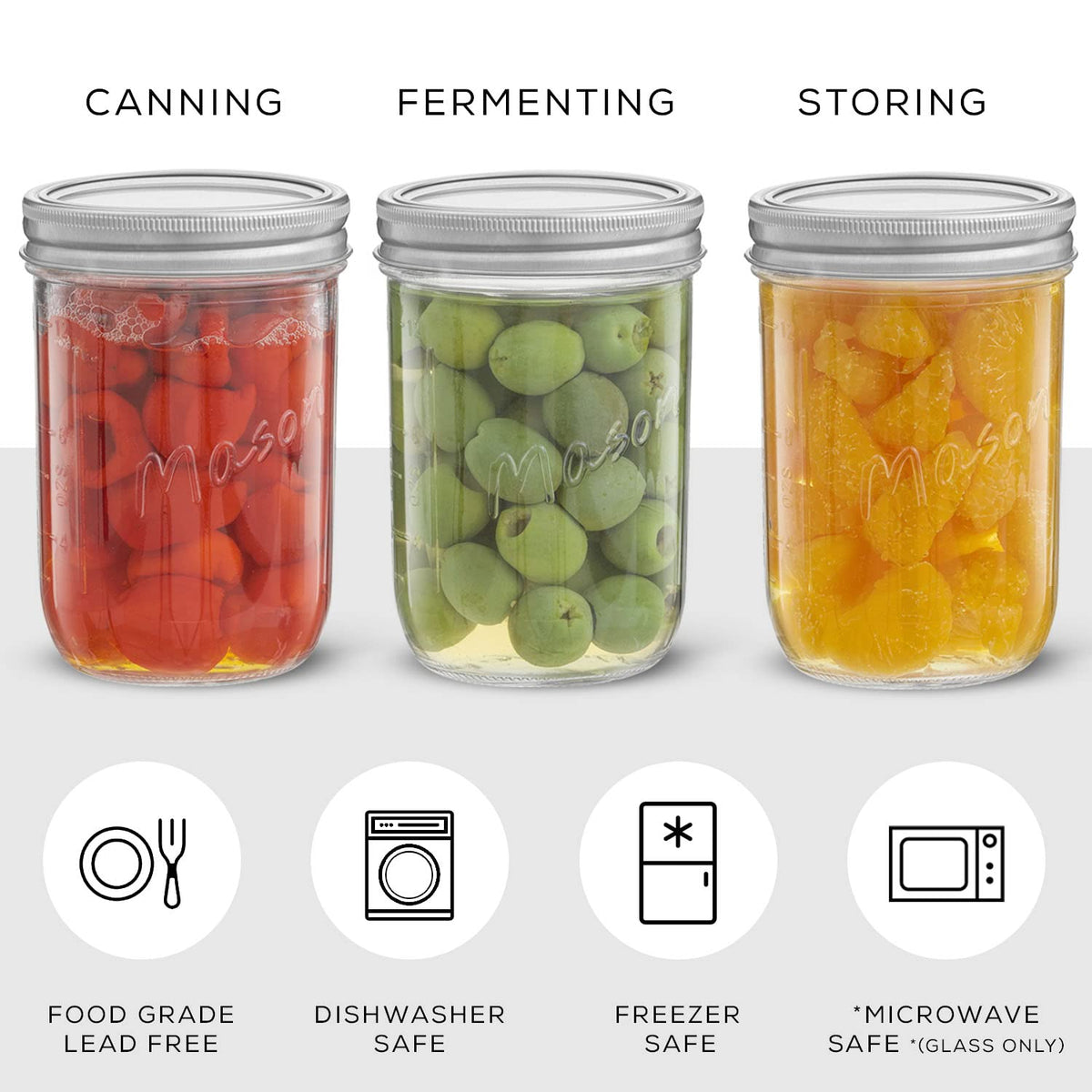 16 Oz 6-Pack Wide Mouth Glass Mason Jars with Lids M676997