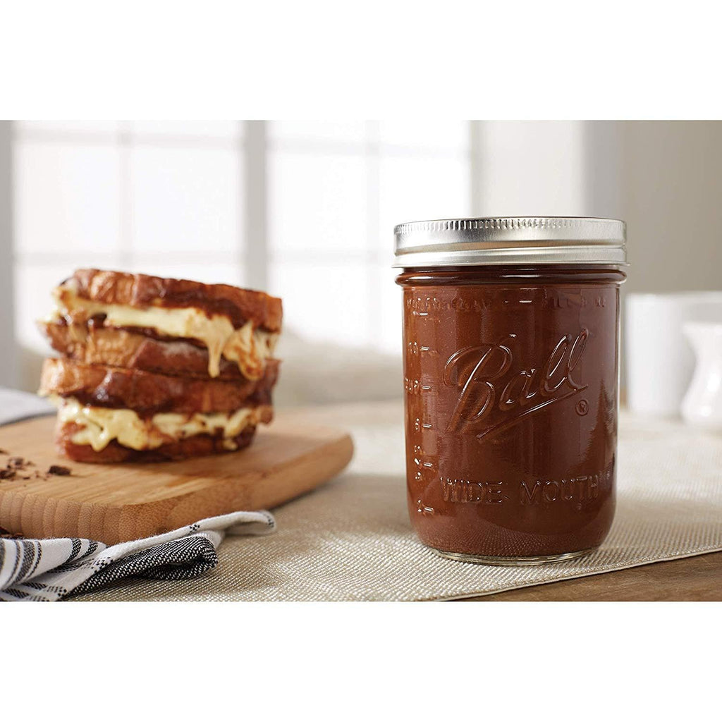 Wide Mouth Glass Mason Jars with Lids and Bands, 12 Pint Size 16 Ounce T65396