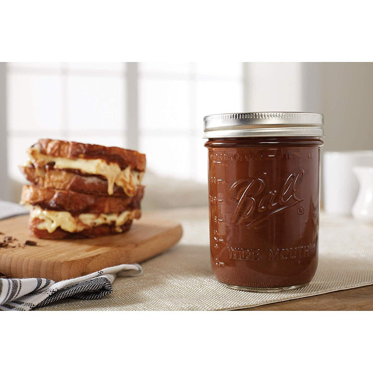 Wide Mouth Glass Mason Jars with Lids and Bands, 12 Pint Size 16 Ounce T65396
