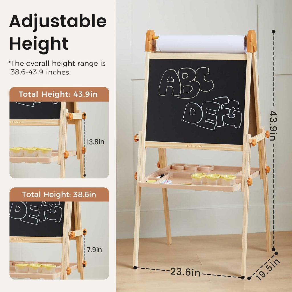 Foldable Wooden Art Easel with Chalkboard & Whiteboard R911926
