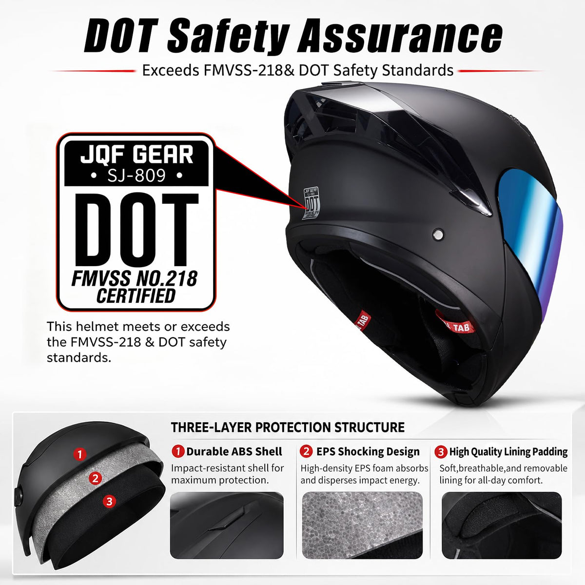 Modular Motorcycle Helmet Dual Visor Flip Up Full Face Matte Black XXL H1725