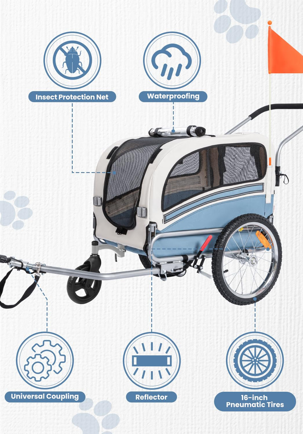 2 in 1 Pet Bicycle Trailer with 6" Stroller Wheel A10116