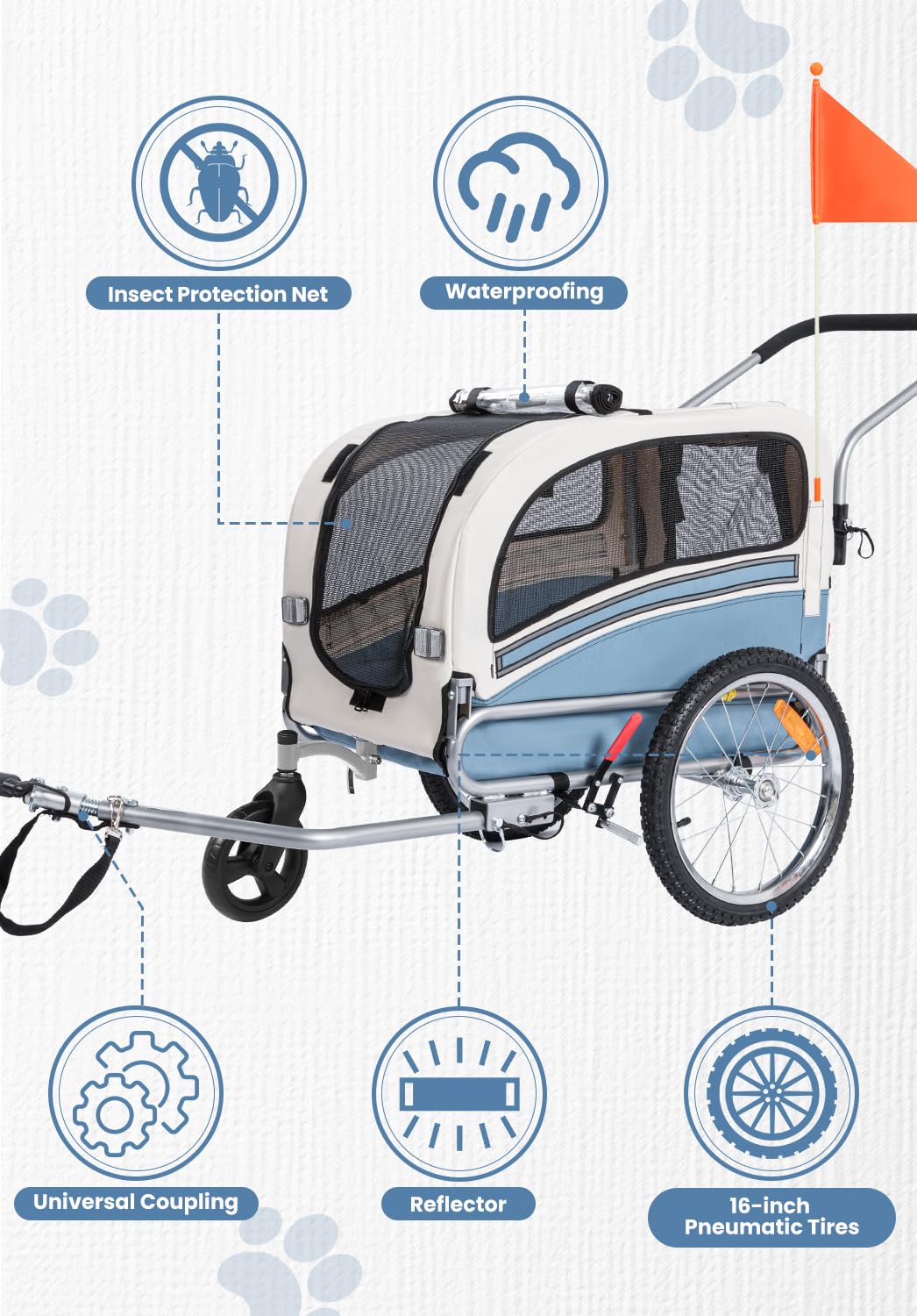 2 in 1 Pet Bicycle Trailer with 6" Stroller Wheel A10116