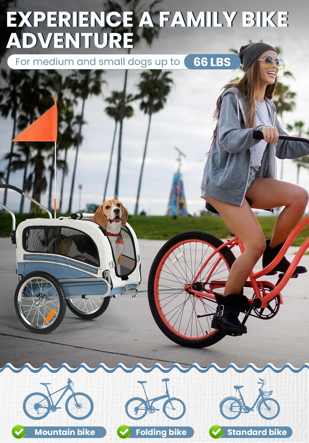 2 in 1 Pet Bicycle Trailer with 6" Stroller Wheel A10116